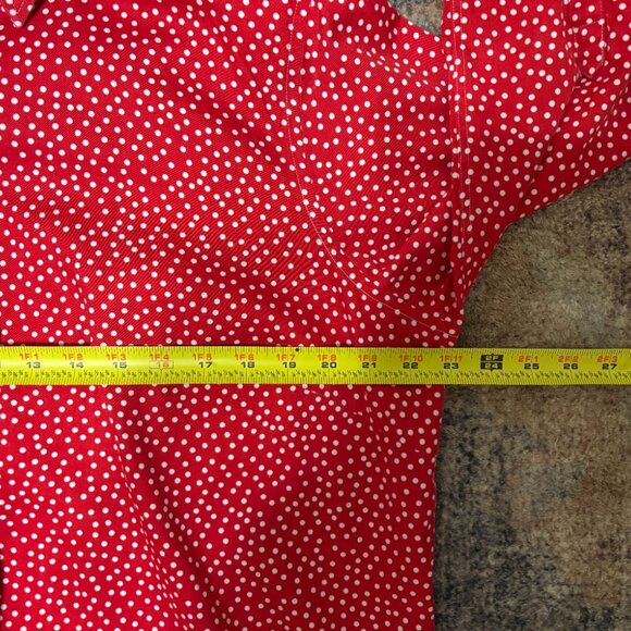Ralph Lauren CHAPS Womens Plus No Iron Red Dots Button-Front Shirt Top Blouse 1X - Picture 8 of 10